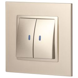 Выключатель ЭРА Elegance 14-1105-04 двойной с подсветкой 10АХ-250В IP20 шампань | Эра Elegance