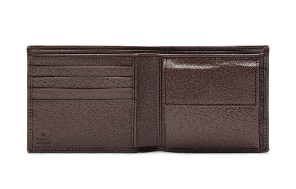 GUCCI Ophidia Canvas With Leather Wallet Men"s Ebony/Brown