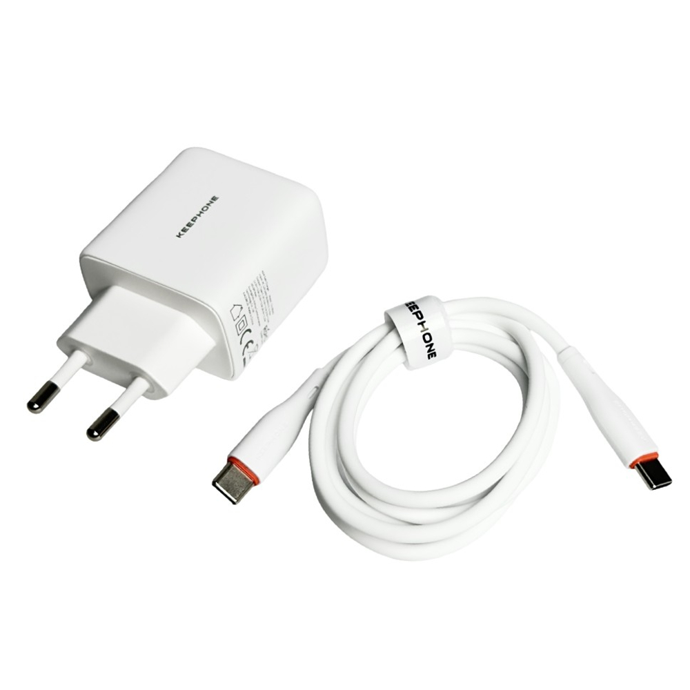 Сетевое зар. устр. Keephone Mixeed KP-EB008 1C 45W Gan с кабелем Type-C на Type-C белое