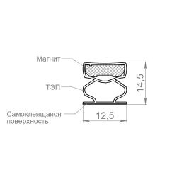 Магнитный уплотнитель FUARO ADH/M-14,5/12,5мм, черный 2,1м черный /60333/