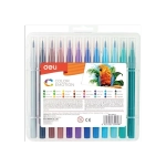Фломастеры 24цв. Deli Color Emotion кисть, смываемые, пластиковый пенал EC10324