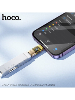 Переходник Hoco UA36A Lightning male to Type-C female OTG adapter, черный