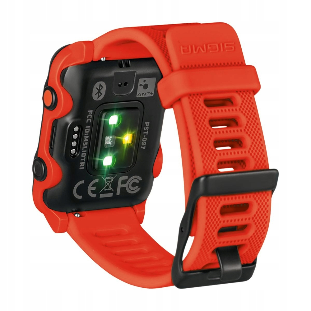 Мультиспортивные часы SIGMA ID.TRI NEON RED SET 24280, красн., часы c GPS, встроенный пульсомер, для триатлона + нагрудн. датчик