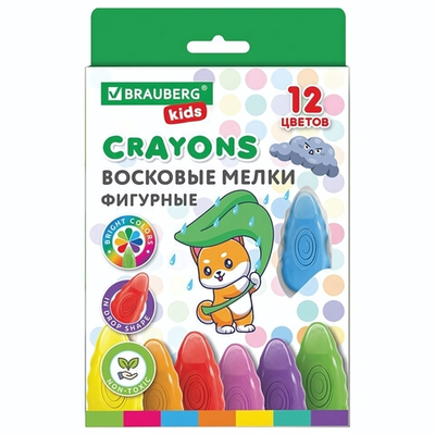 Мелки восковые 12цв. "Капельки" (BRAUBERG)