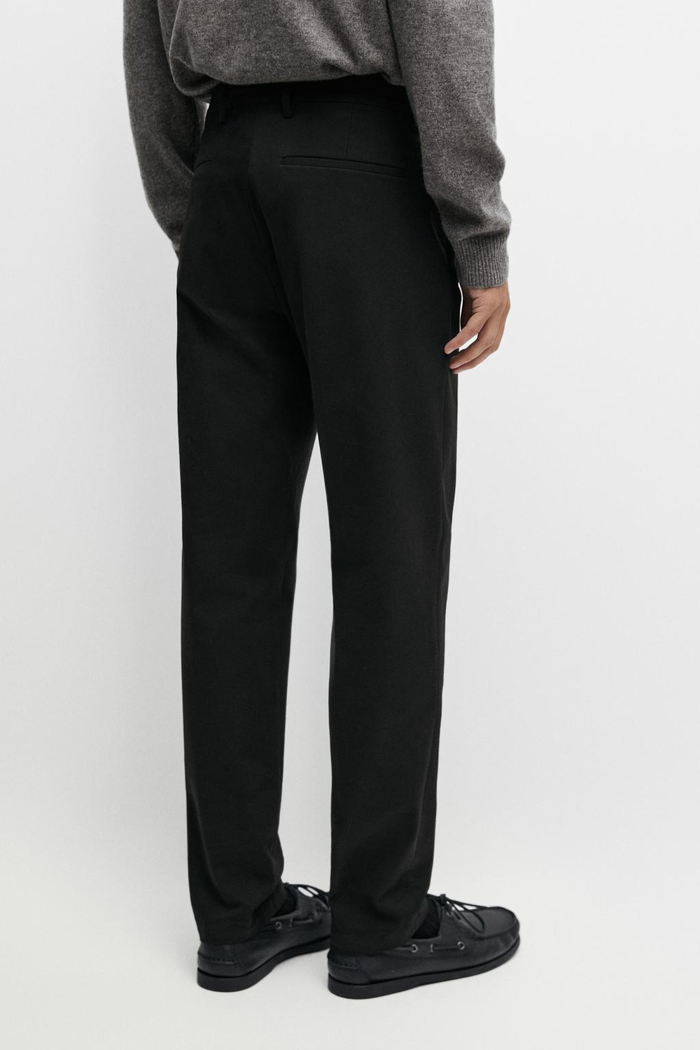 Massimo Dutti Зауженные брюки из смесового хлопка, черный