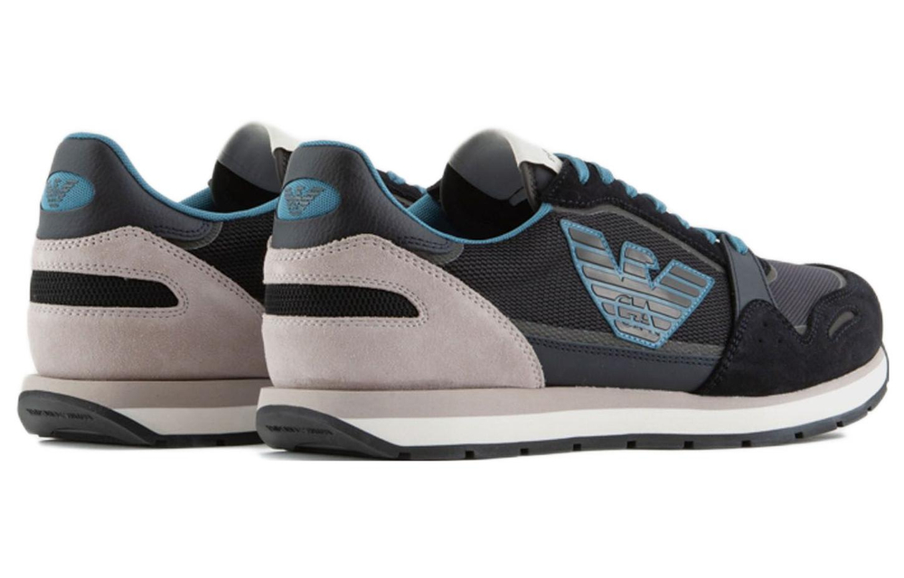 EMPORIO ARMANI Mesh Low top Sports Casual Shoes Men"s Blue Gray