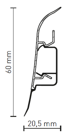 Плинтус ПВХ Aberhof ABF-60 61 Дуб Челини 60x20,5х2500 мм