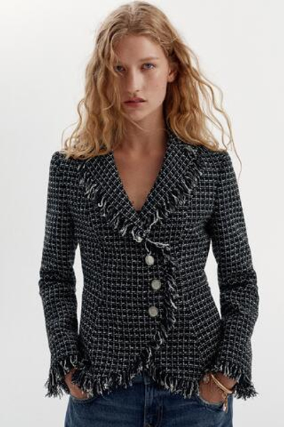 БЛЕЙЗЕР ИЗ ФАКТУРНОЙ ТКАНИ С БАХРОМОЙ — ZARA