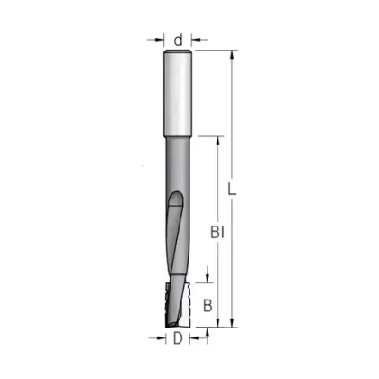 Фреза спиральная паз под замок без стружколома Z2 D16 B80x20 L130 DIMAR WPW DT16012P