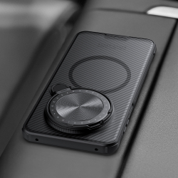 Чехол прозрачный (Transparent Black) с поддержкой MagSafe от Nillkin с металлической крышкой на Huawei Mate 70, серия CamShield Prop Magnetic Case
