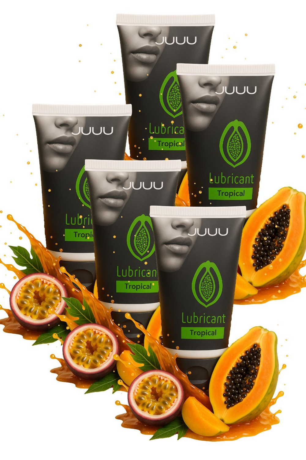 Сет съедобных лубрикантов JUJU Тропические фрукты, 5х50ml 745JU