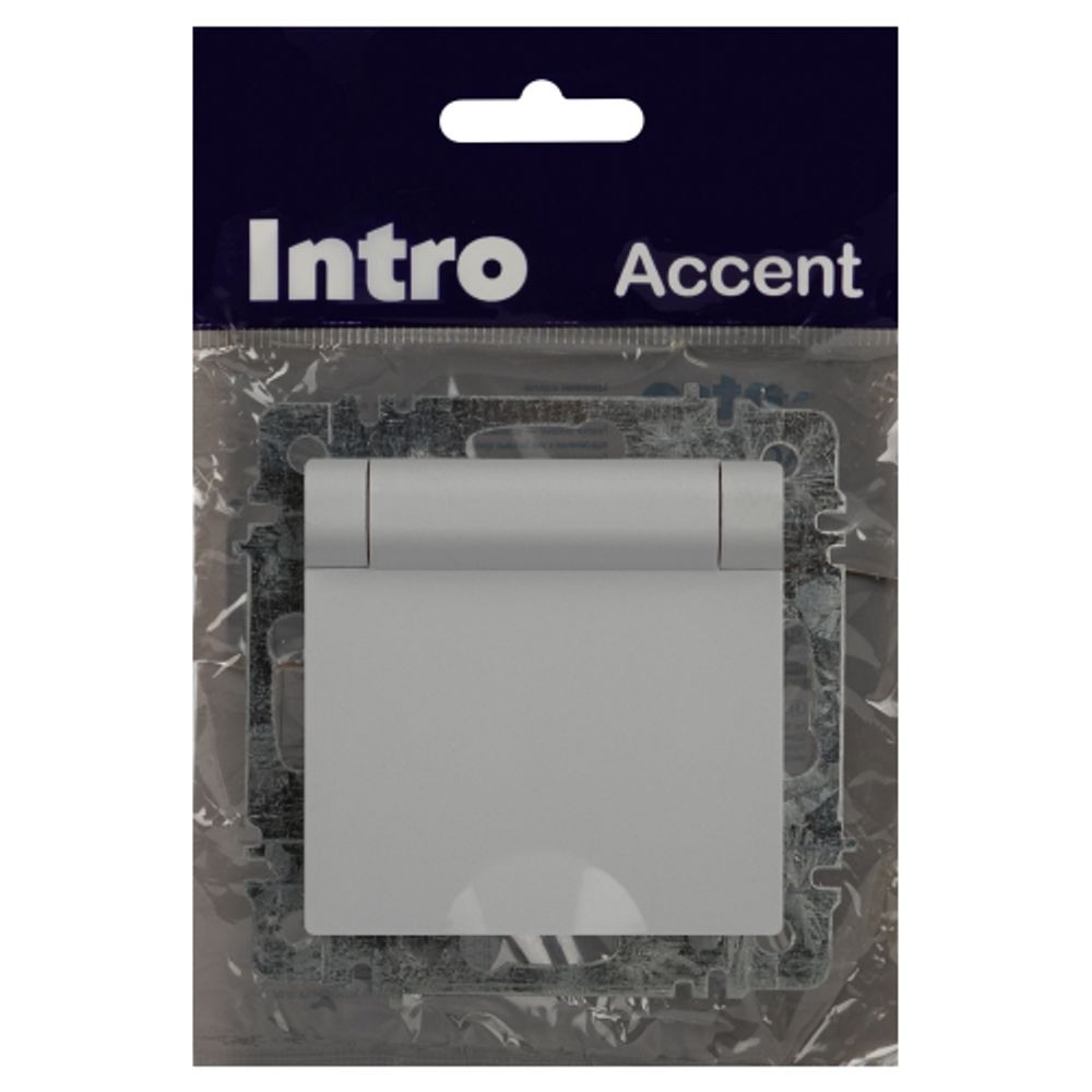 Розетка Intro Accent 6-203-01 с заземлением 2P+E Schuko с крышкой 16А-250В IP20 СУ AL/CU белый | Intro