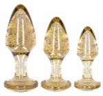 Набор из 3 золотистых анальных пробок Acrylic Goldchip Butt Plug Set (Цвет: золотистый)
