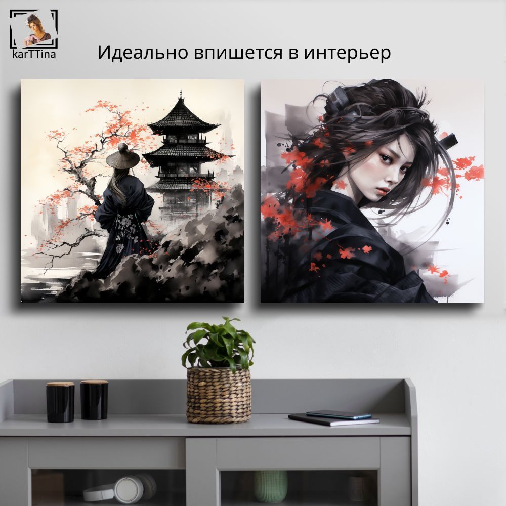 Картина модульная "Она самурай", 80 см х 40 см