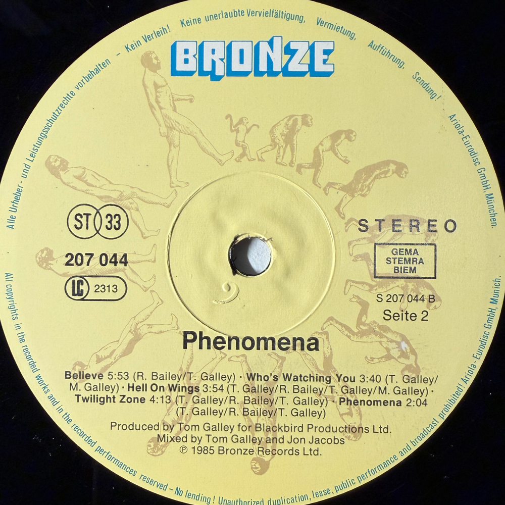 Phenomena – Phenomena (Европа 1985г.)Т