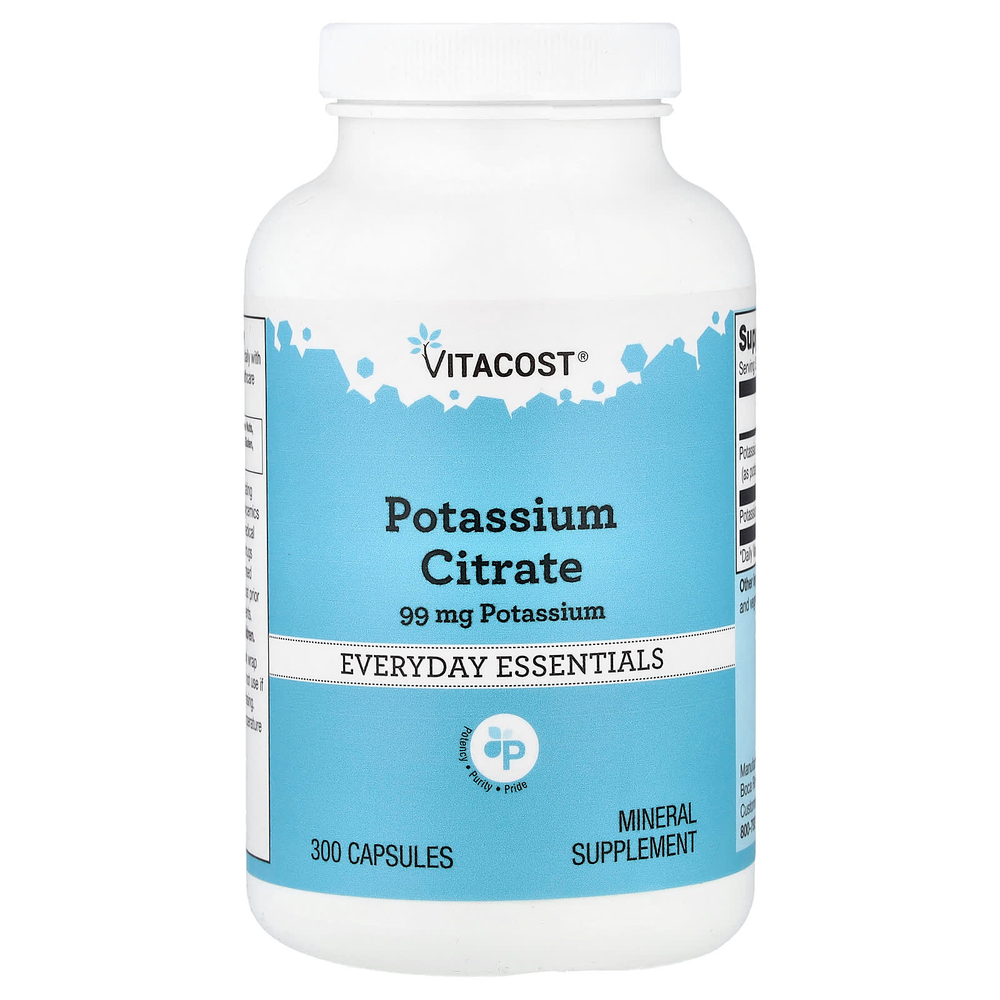 Vitacost, цитрат калия, 99 мг, 300 капсул
