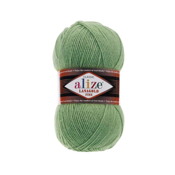Пряжа Alize (Ализе) Lana Gold Fine / уп.5 мот. по 100 г, 390м, 180 серебряная сосна A