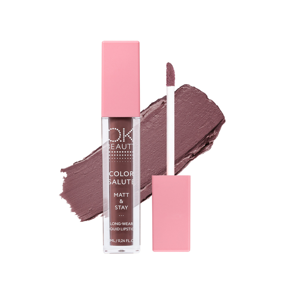 Матовая стойкая жидкая губная помада OK BEAUTY COLOR SALUTE MATT & STAY