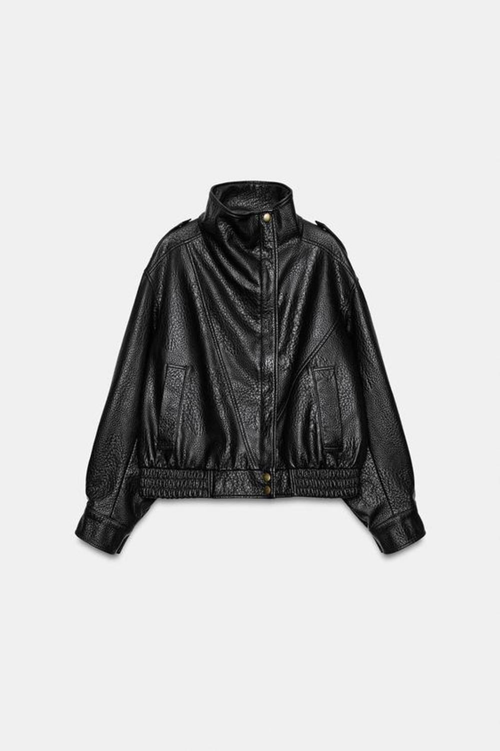 ZARA БОМБЕР ИЗ ИСКУССТВЕННОЙ КОЖИ, ТЕМНО-КОРИЧНЕВЫЙ