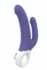 Синий анально-вагинальный вибратор Double Pleasure - 23,5 см. (Цвет: синий)