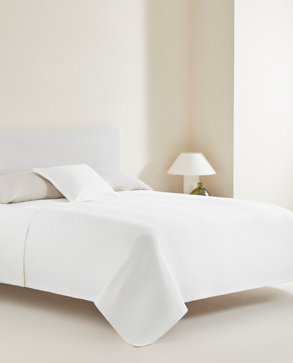 ZARA HOME ХЛОПКОВОЕ ПОКРЫВАЛО В КЛЕТКУ, БЕЛЫЙ