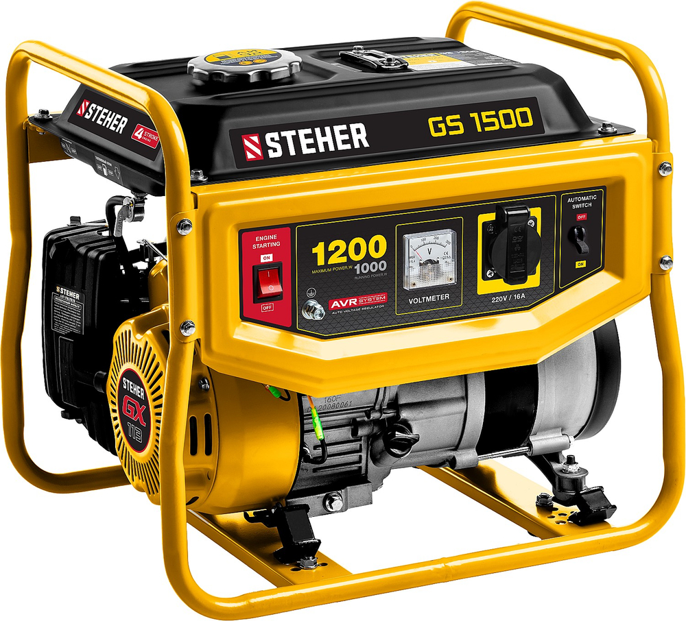 Генератор бензиновый 1200 Вт STEHER GS-1500