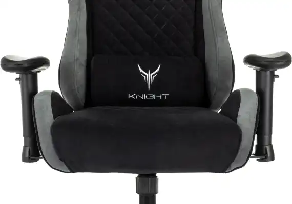 Кресло игровое Knight Regal Fabric черный/серый искусственная замша с подголов. крестов. металл