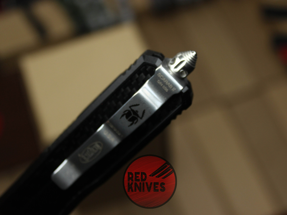 Нож Microtech Scarab 2 S/E Standard - стоунвош клинок, черная рукоять + карбон