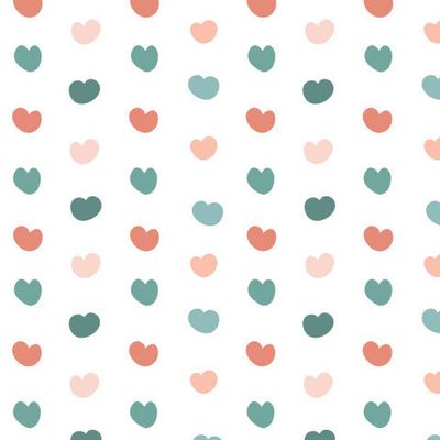 Cute little hearts in peach and mint colors