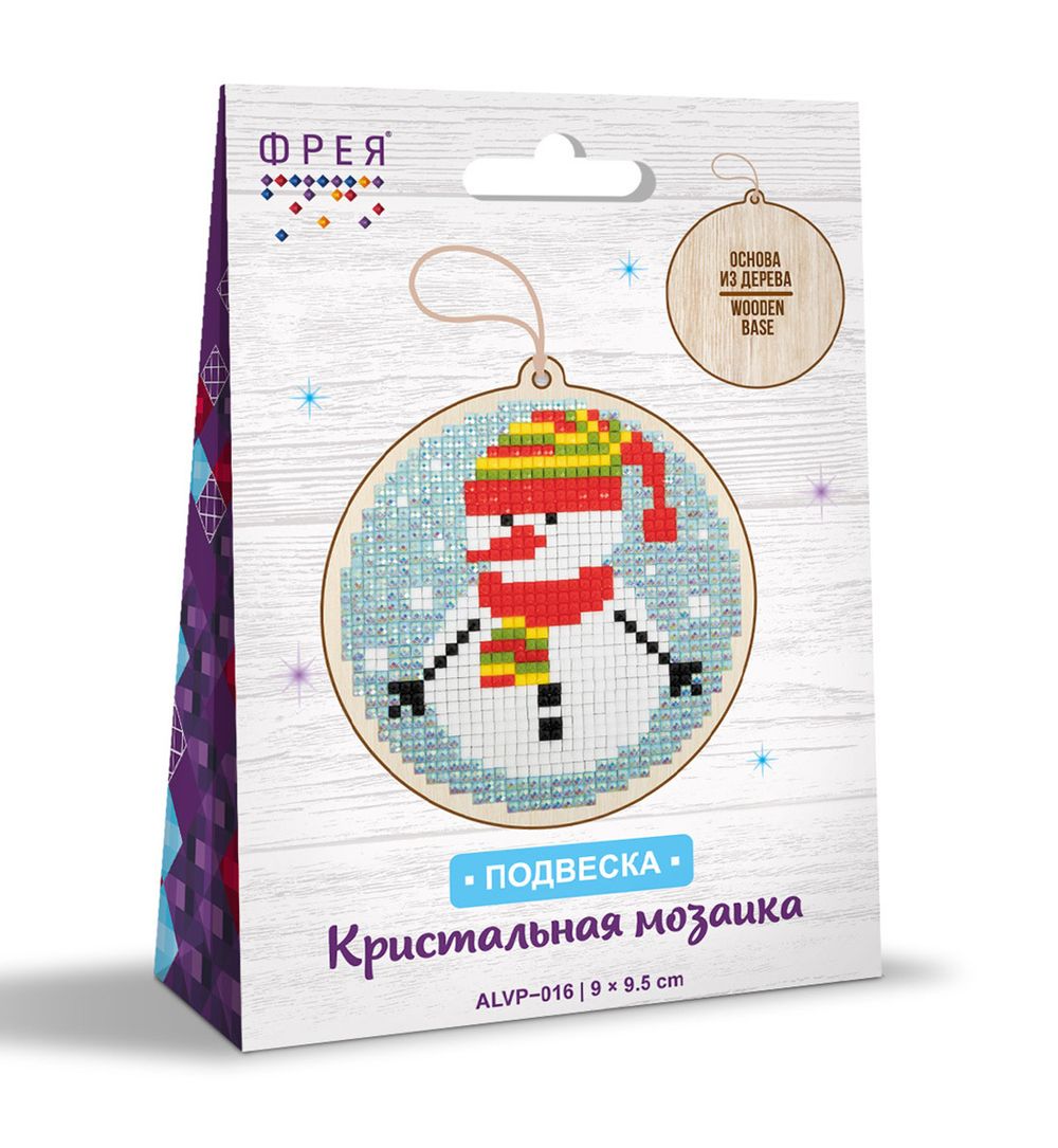 Алмазная (кристальная) мозаика Фрея, Снеговичок, 9х9.5 см