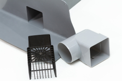 Парапетная воронка с листвоуловителем и отводом VC-PVC 100x100x650