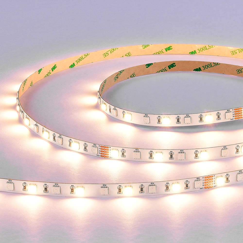 Светодиодная лента 24V 60 led/м 17,2 W/m SMD 5050 300 Lm/m 4000K RGBW IP20, 5000×10 мм