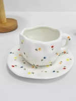 Керамическая кружка с блюдцем чайная пара
