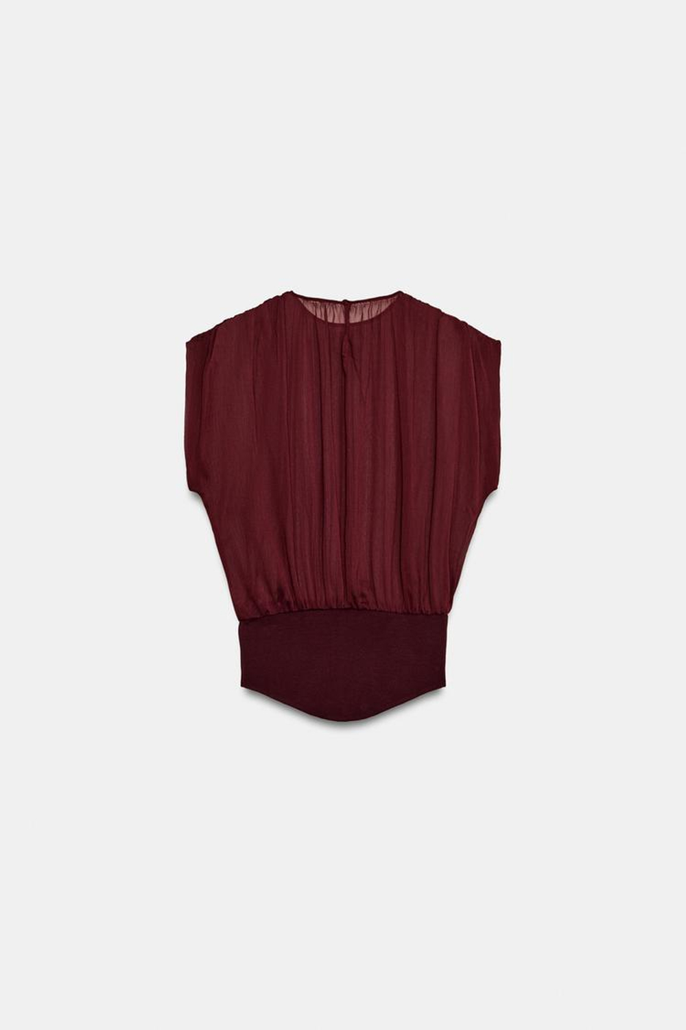 ZARA КОМБИНИРОВАННЫЙ ТОП ИЗ ЖОРЖЕТА, ШОКОЛАДНЫЙ