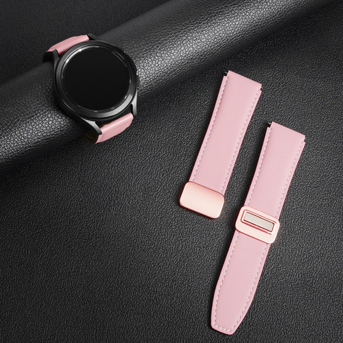 Ремешок из натуральной кожи розового цвета для смарт часов Samsung Galaxy Watch 45 и 46мм (размер крепления 22мм), серия YA Series от Dux Ducis