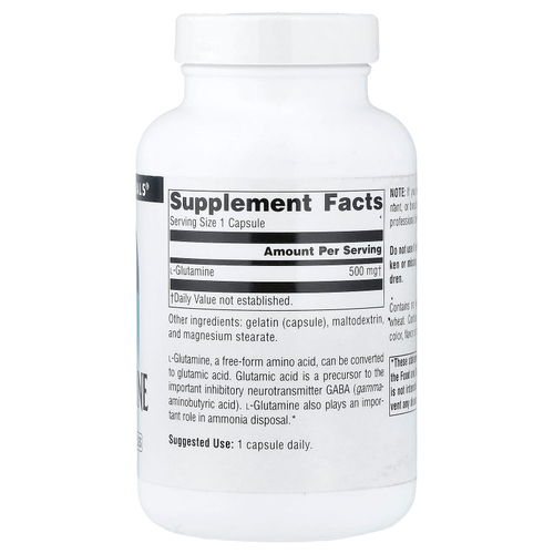 Source Naturals, L-глутамин, 500 мг, 100 капсул