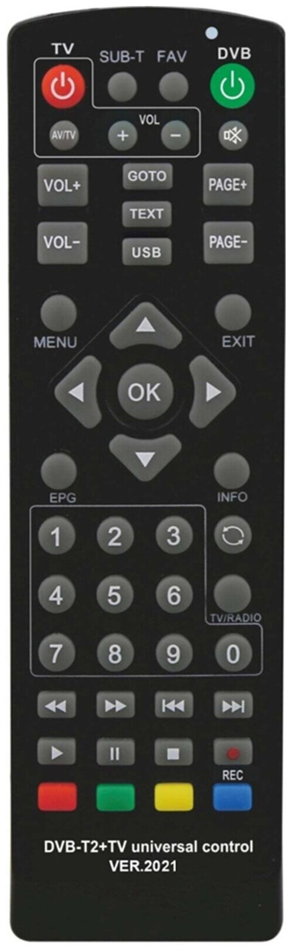 Пульт универсальный для приставок DVB-T2+2 TV v.2025 HUAYU