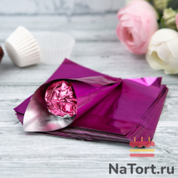 Фольга оберточная для конфет Малиновая 10x10 см, 100 шт.