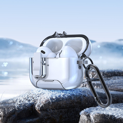 Чехол прозрачный с магнитным замком для наушников AirPods 4, серия PECR Series Case, в комплекте с карабином