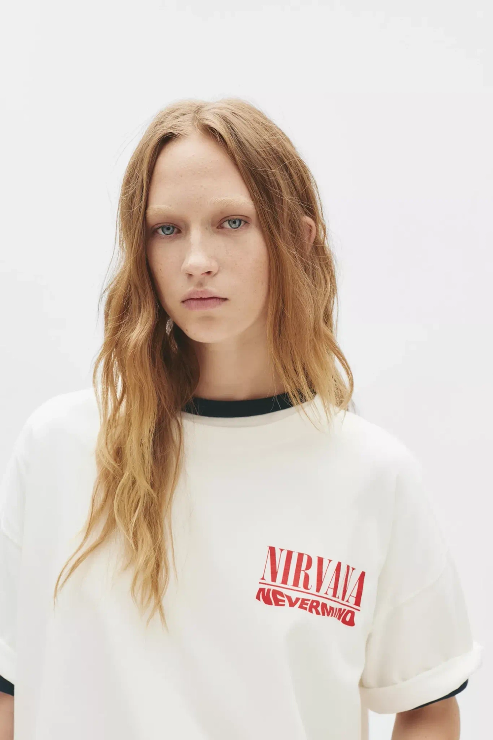 PULL&BEAR Футболка с принтом Nirvana, белый