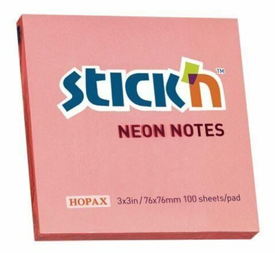 Блок-стикер 76*76 100л HOPAX "Neon" 21166 розовый