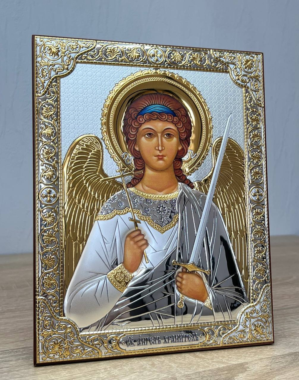 Ангел Хранитель, икона прямоугольная без рамки, красное дерево 150х200