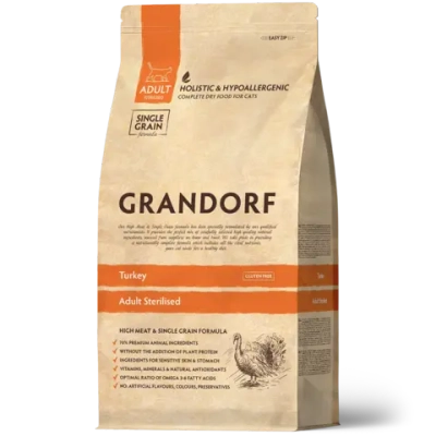 Grandorf Turkey, Adult Sterilized для стерилизованных кошек и кастрированных котов (Индейка)