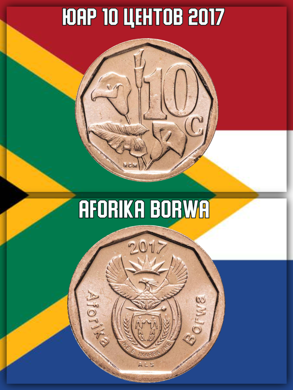 ЮАР 10 центов, 2017 Aforika Borwa UNC