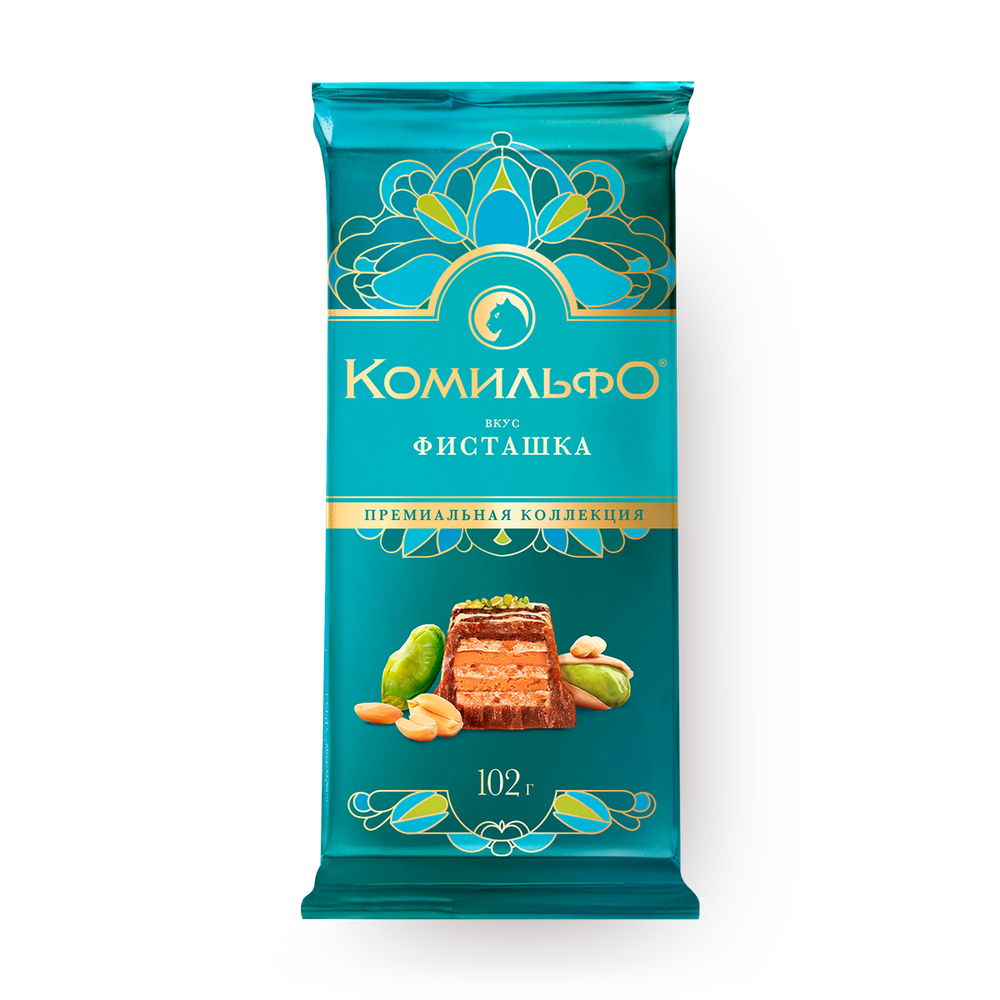 Конфеты Комильфо шоколадные с двухслойной начинкой со вкусом фисташки 116г