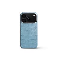 Чехол для iPhone 18 - Натуральная кожа аллигатора - Голубой