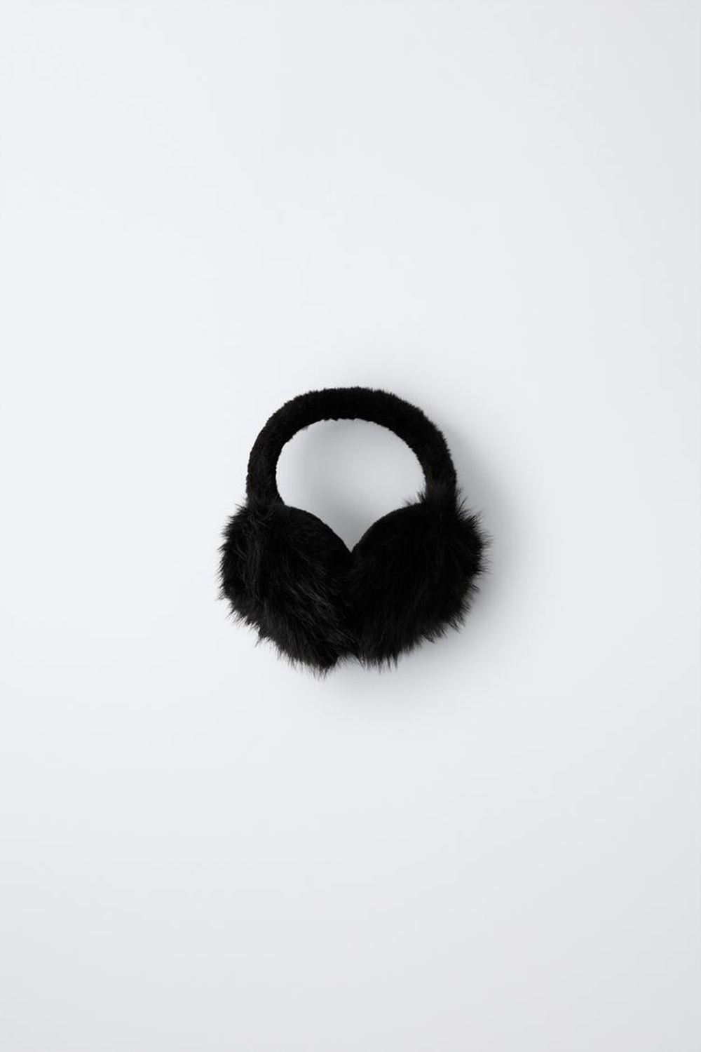 ZARA СКЛАДНЫЕ НАУШНИКИ ИЗ ИСКУССТВЕННОГО МЕХА, ЧЕРНЫЙ
