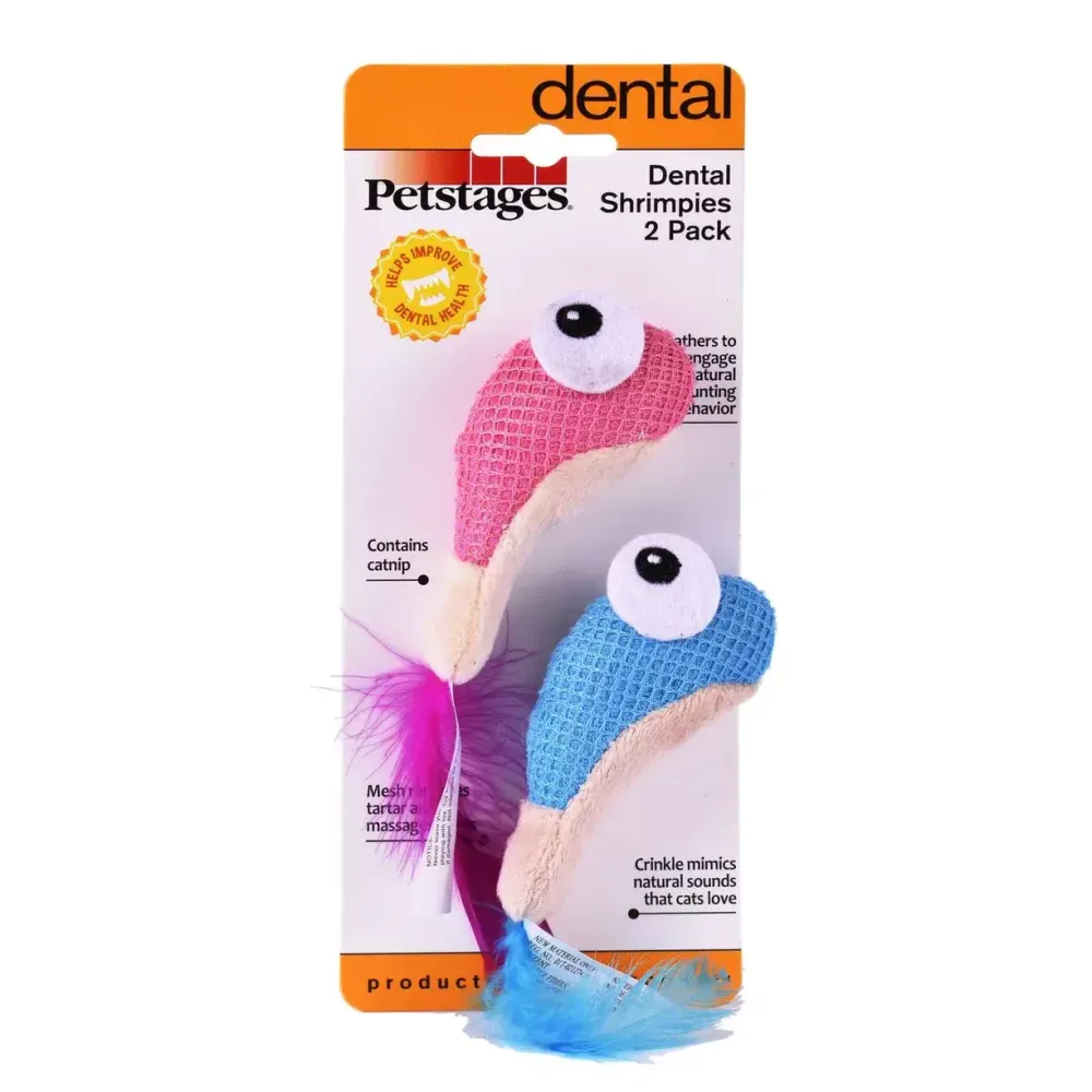 Игрушка Petstages для кошек Dental "Креветки" с кошачьей мятой 2 шт.