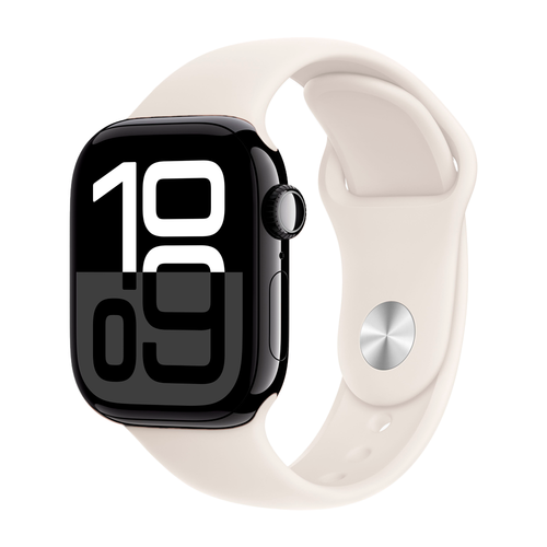 Умные часы Apple Watch Series 10 GPS, 42mm, Jet Black Aluminium Case with Sport Band S/M, Light Blush (Черный)