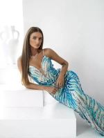 морское зеленое макси платье с пайетками